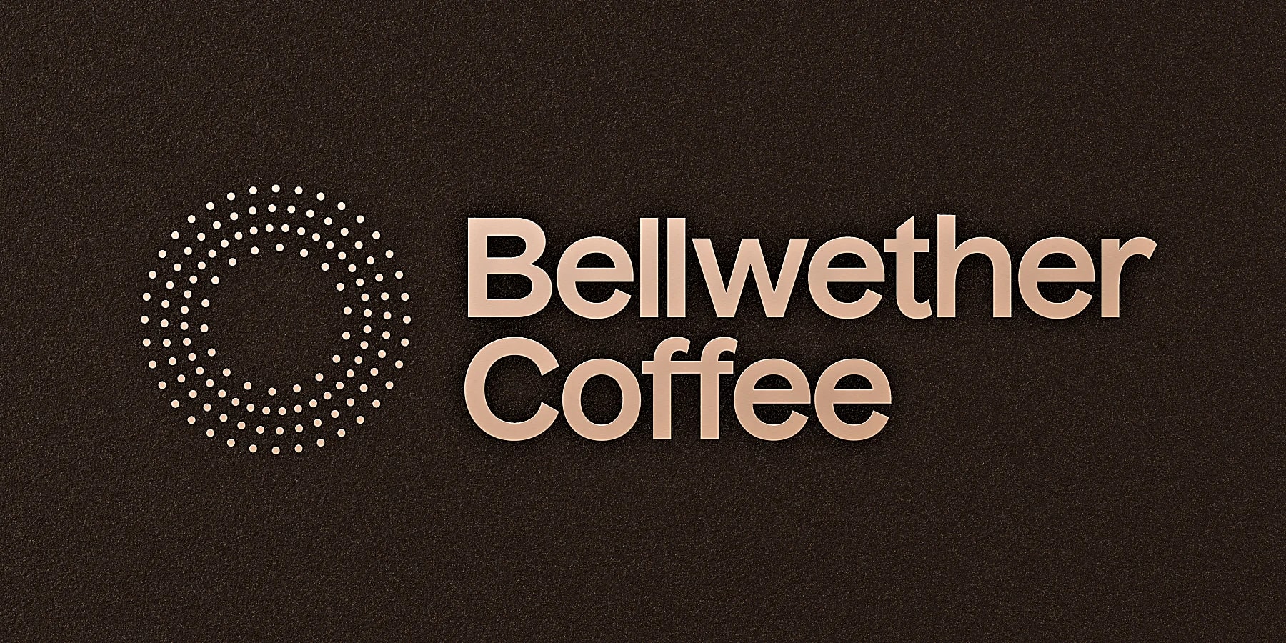 Close-up of the Bellwether logo on the Deep Bronze metal enclosure's textured finish